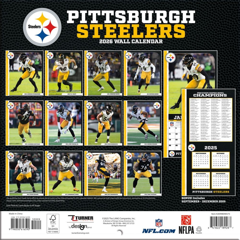 NFL Pittsburgh Steelers 2026 Mini Wall Calendar First Alternate Image