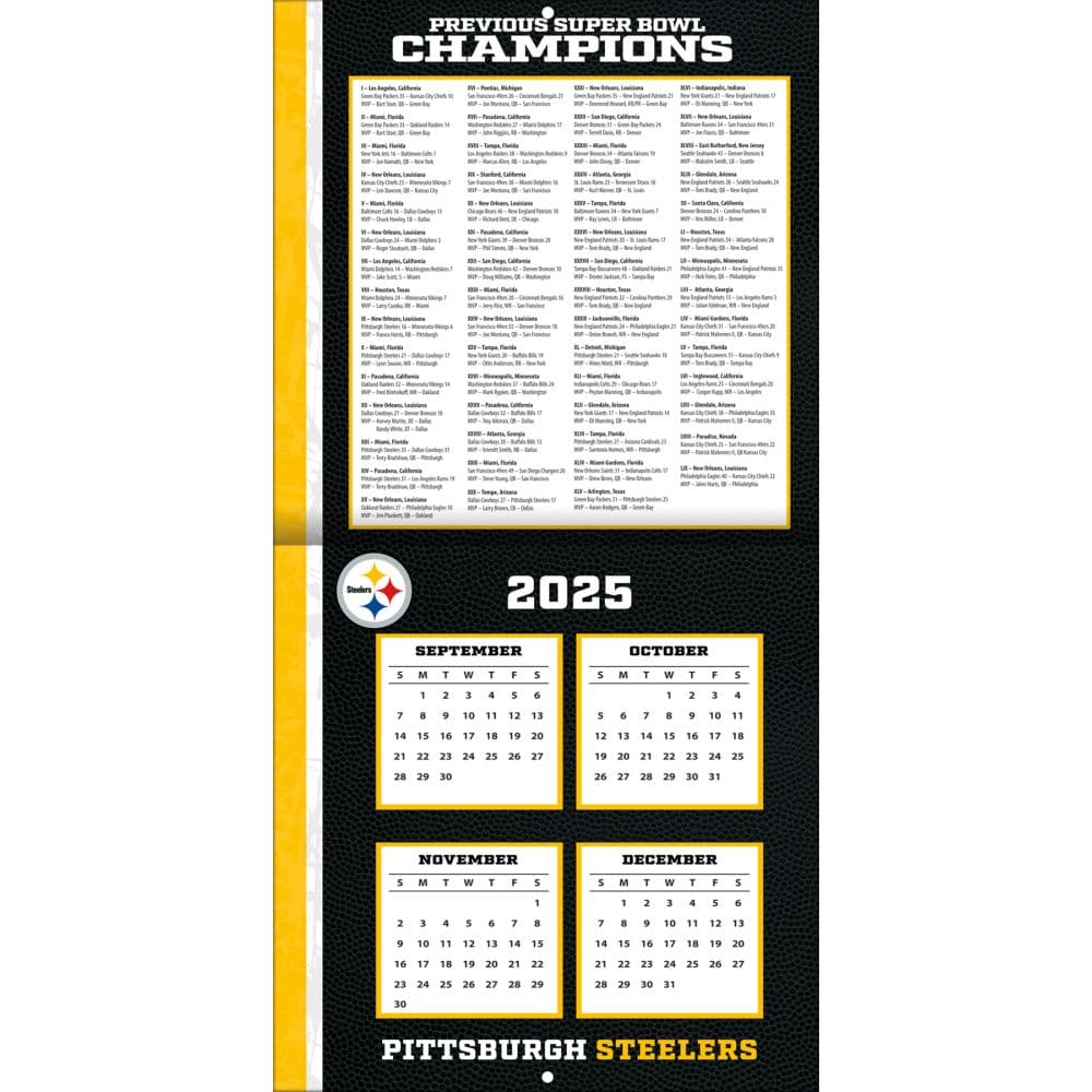 NFL Pittsburgh Steelers 2026 Mini Wall Calendar Second Alternate Image