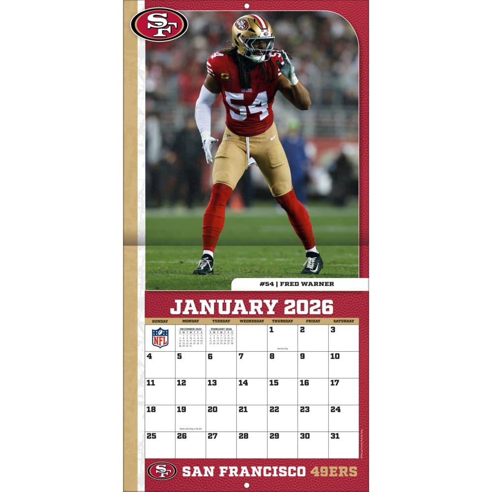 NFL San Francisco 49ers 2026 Mini Wall Calendar Third Alternate Image