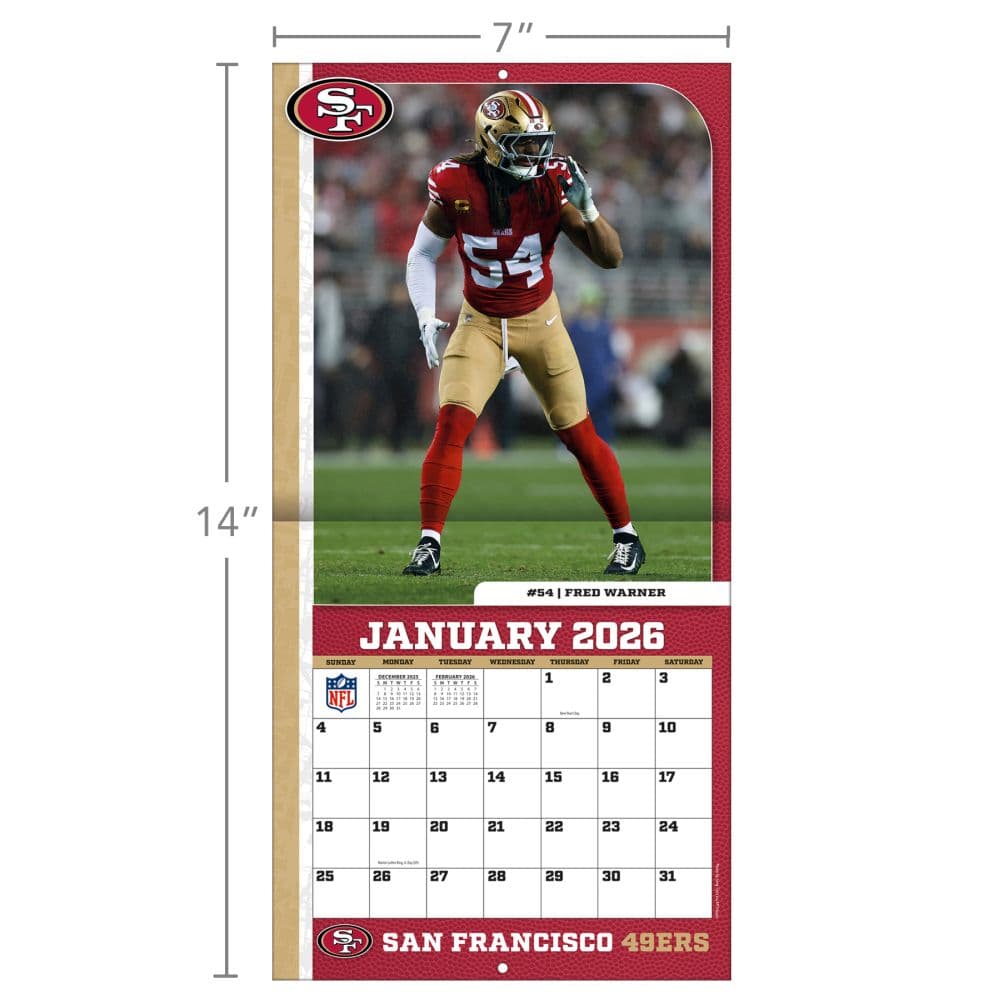 NFL San Francisco 49ers 2026 Mini Wall Calendar Sixth Alternate Image