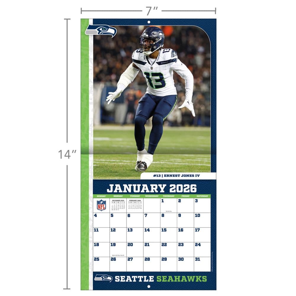 NFL Seattle Seahawks 2026 Mini Wall Calendar Sixth Alternate Image