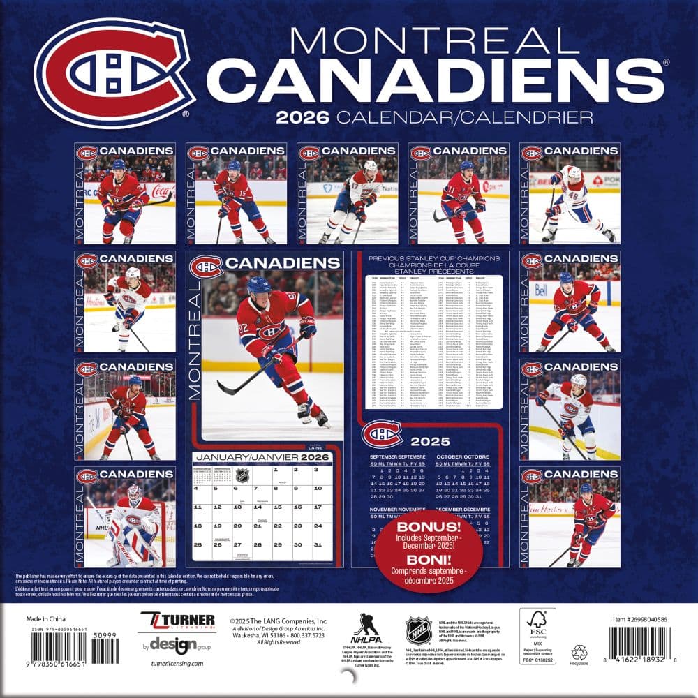 NHL Montreal Canadiens 2026 Mini Wall Calendar Third Alternate Image