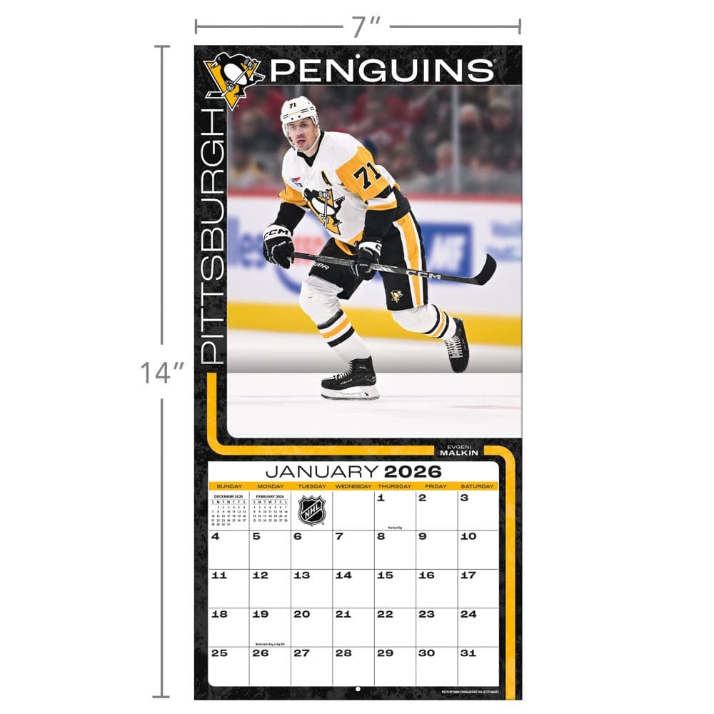 NHL Pittsburgh Penguins 2026 Mini Wall Calendar Sixth Alternate Image