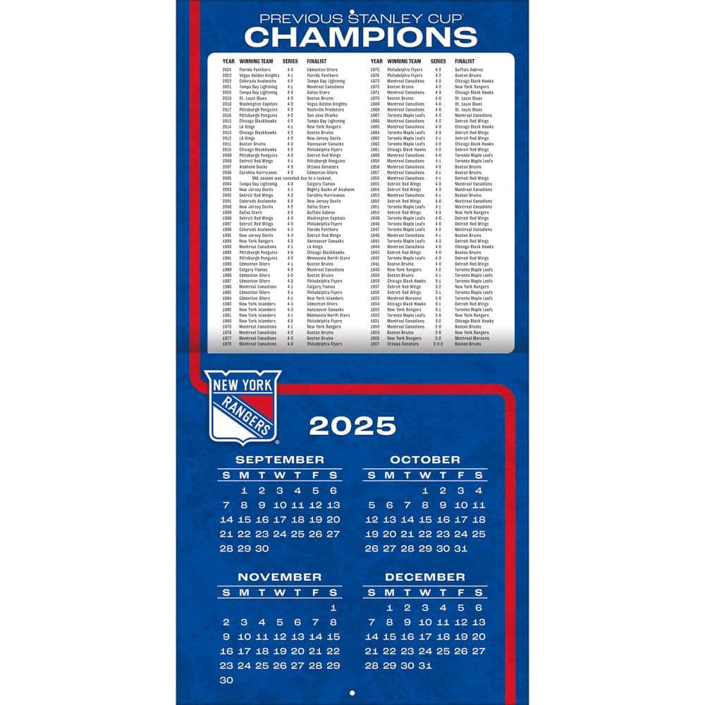 NHL New York Rangers 2026 Mini Wall Calendar First Alternate Image