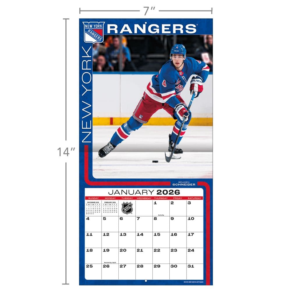 NHL New York Rangers 2026 Mini Wall Calendar Sixth Alternate Image