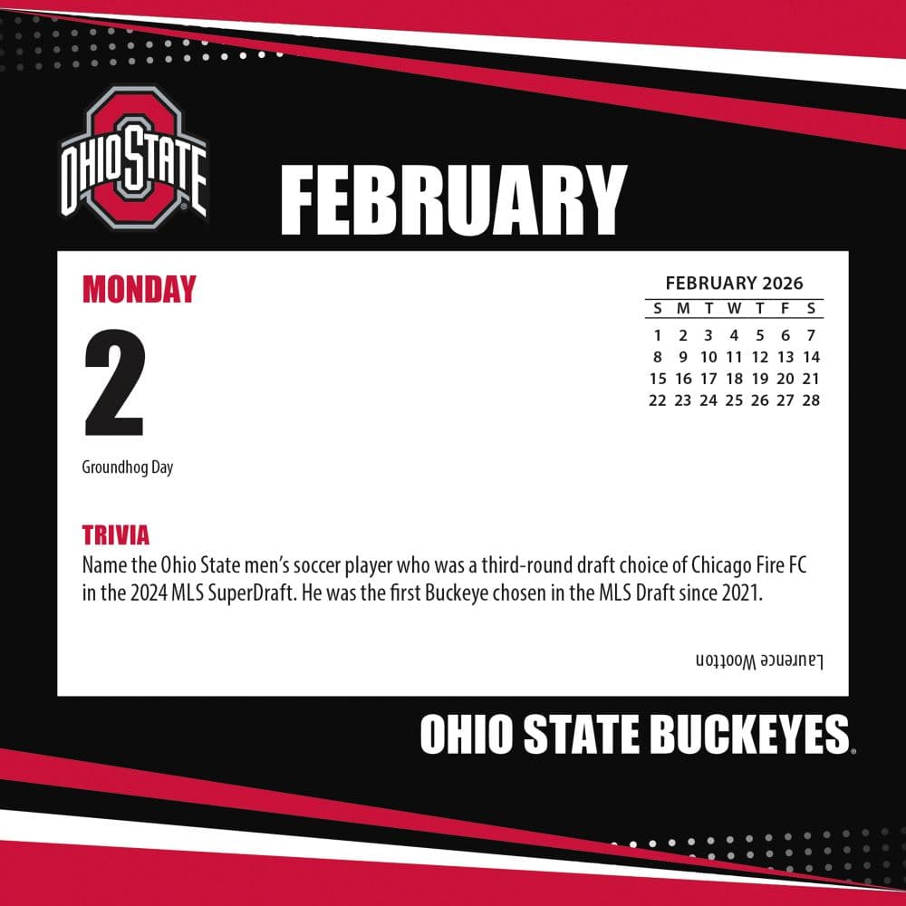 NCAA Ohio State Buckeyes 2026 Desk Calendar, 5.38'' X 5.38'', Daily Calendar with Adhesive Binding