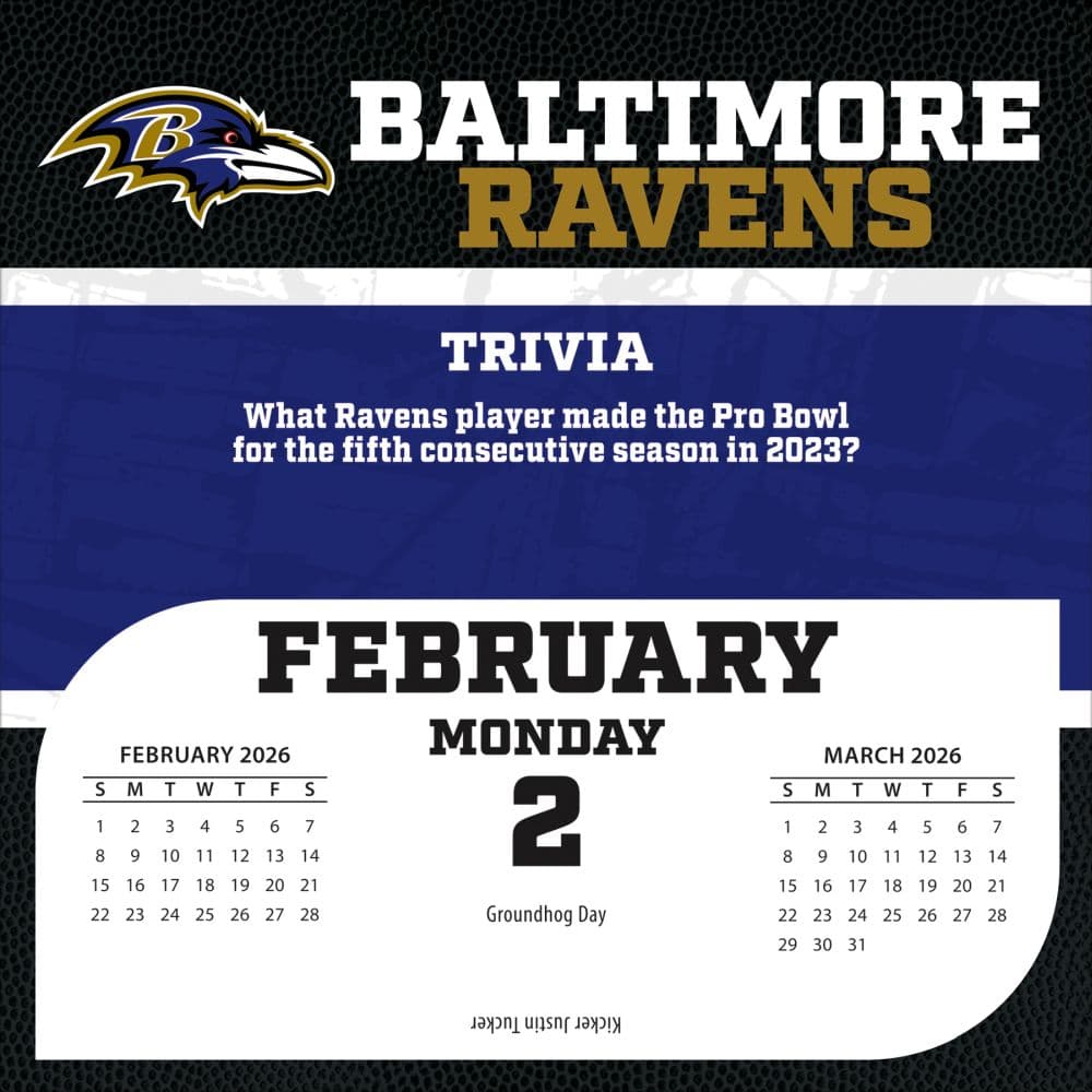 NFL Baltimore Ravens 2026 Desk Calendar Third Alternate Image