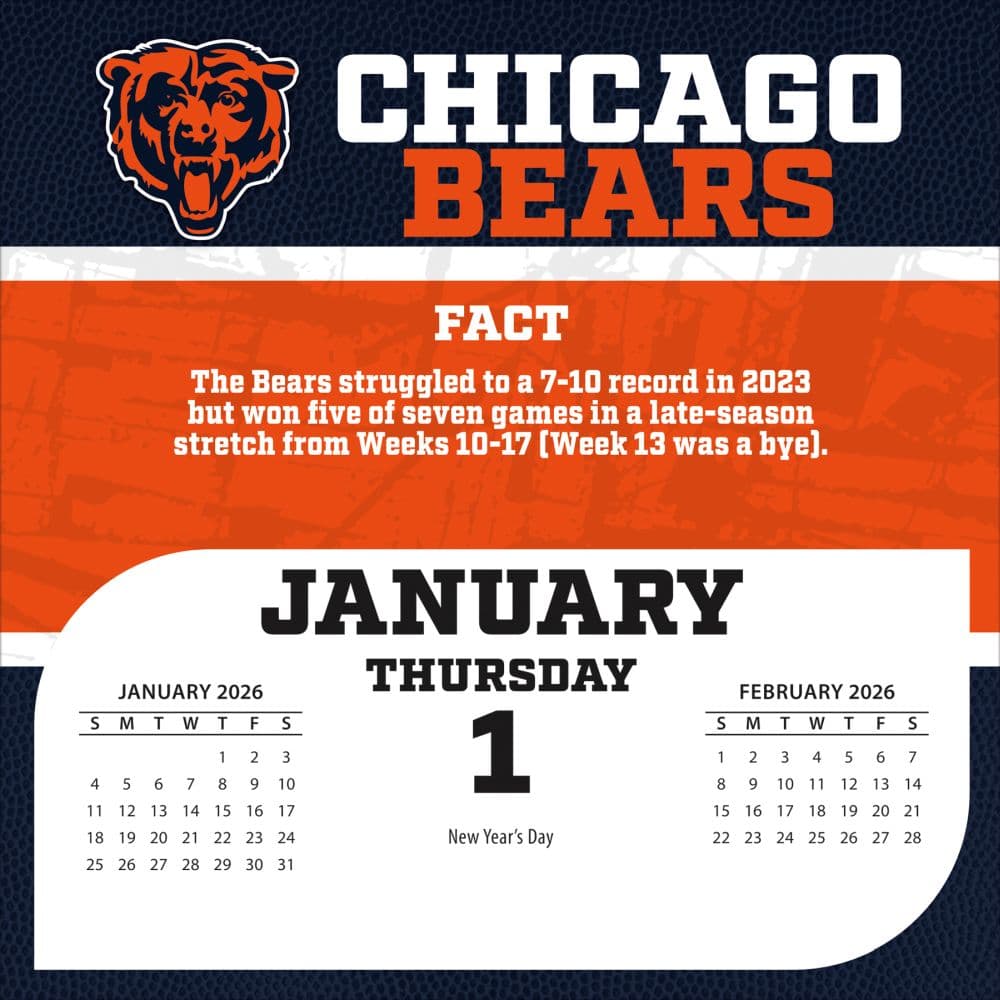NFL Chicago Bears 2026 Desk Calendar Second Alternate Image