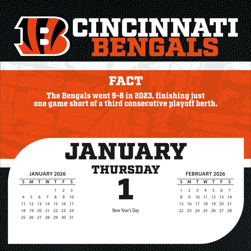 NFL Cincinnati Bengals 2026 Desk Calendar Second Alternate Image