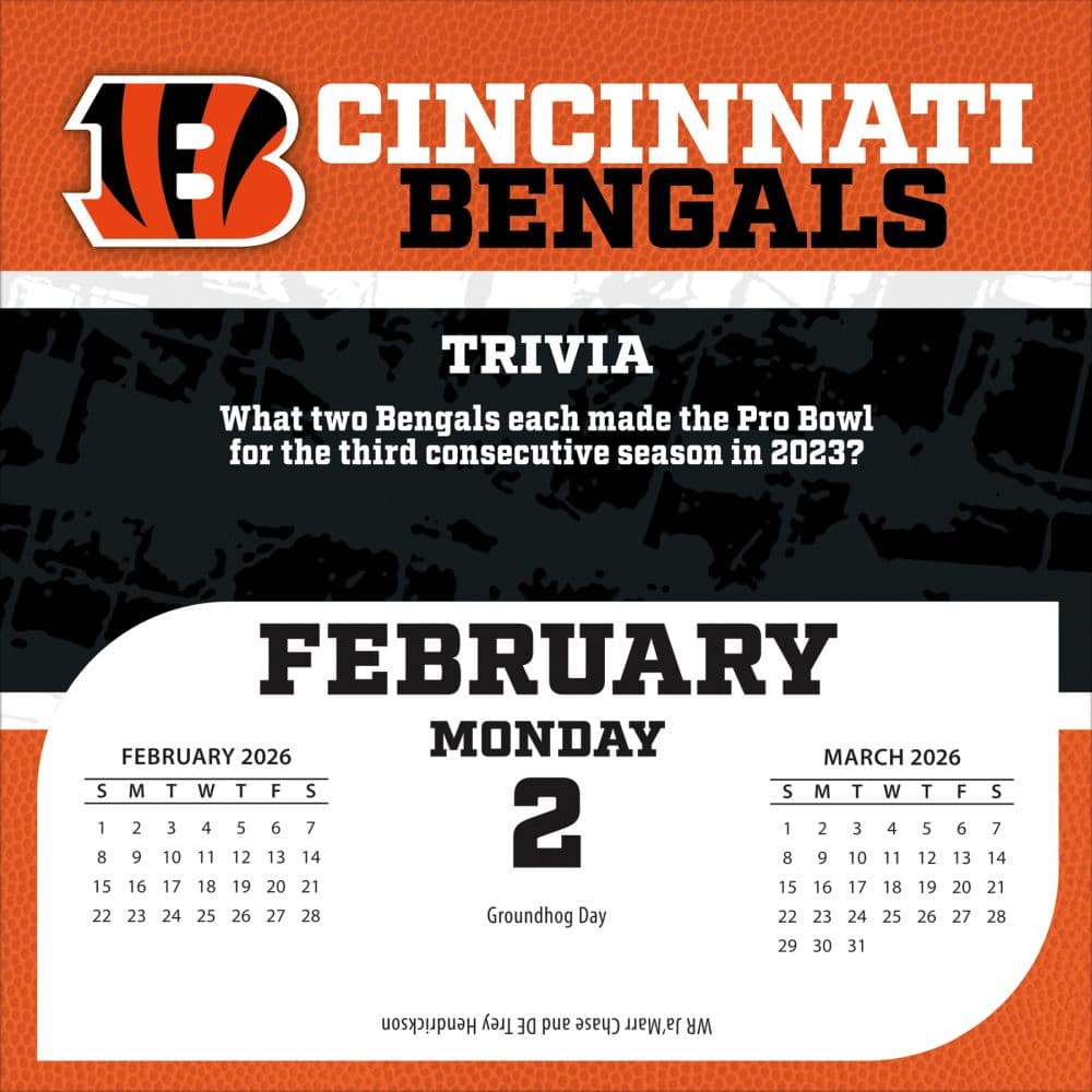 NFL Cincinnati Bengals 2026 Desk Calendar Third Alternate Image