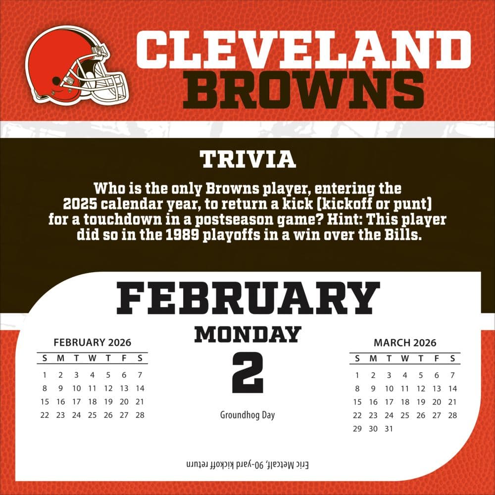 NFL Cleveland Browns 2026 Desk Calendar Third Alternate Image