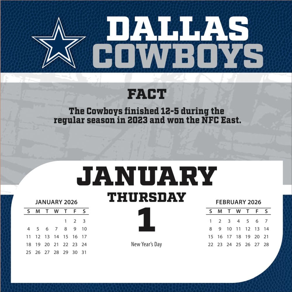 NFL Dallas Cowboys 2026 Desk Calendar Second Alternate Image