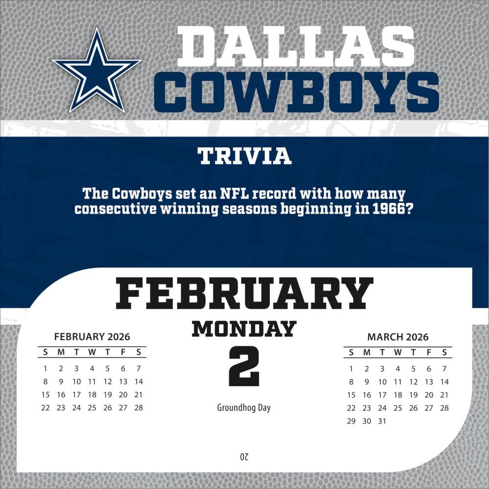 NFL Dallas Cowboys 2026 Desk Calendar Third Alternate Image