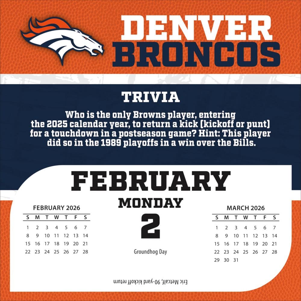 NFL Denver Broncos 2026 Desk Calendar Third Alternate Image