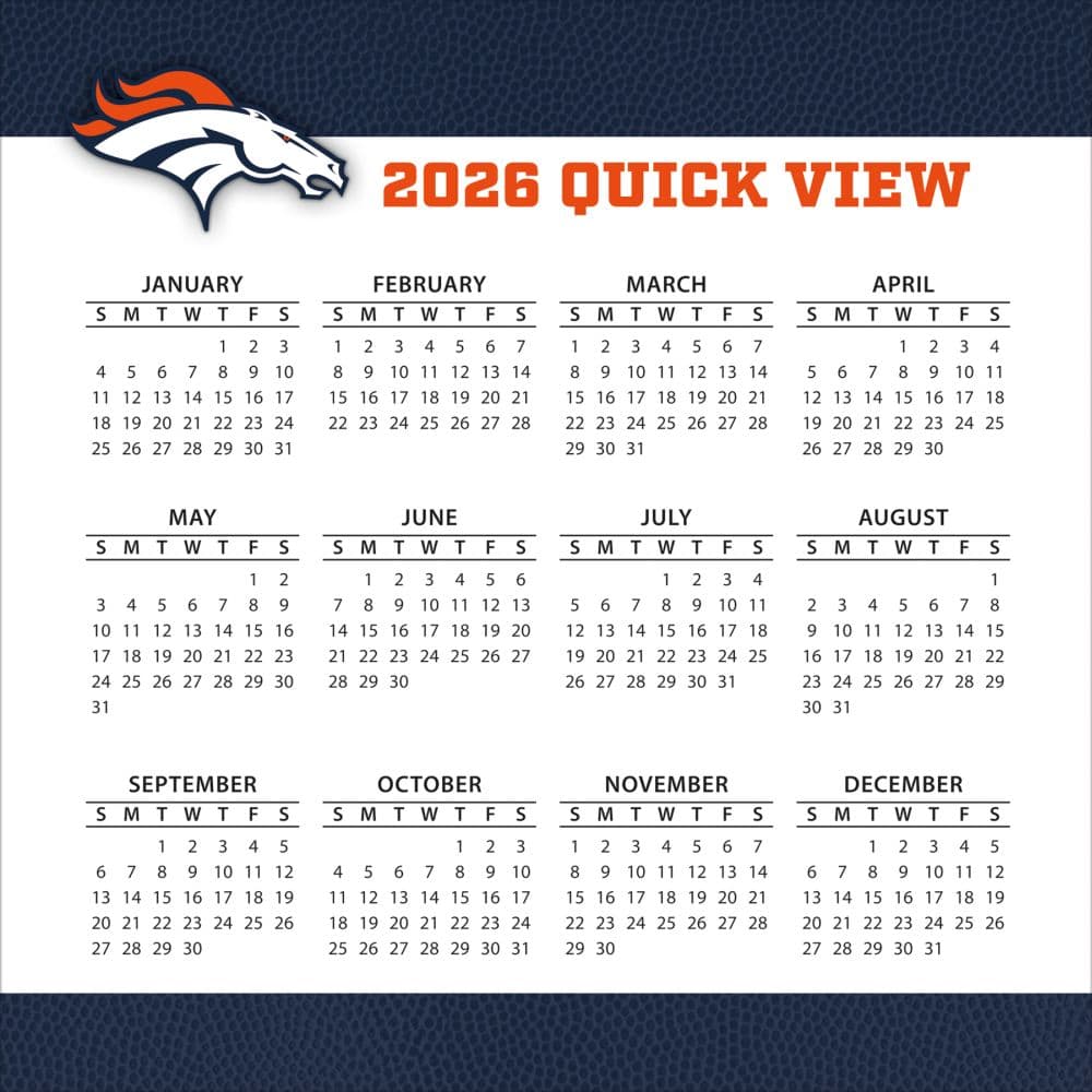 NFL Denver Broncos 2026 Desk Calendar Fourth Alternate Image