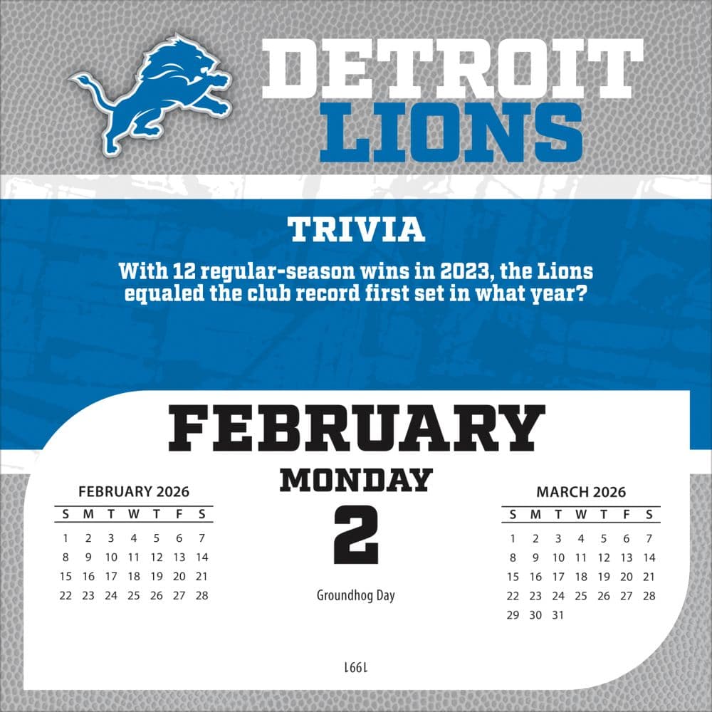 NFL Detroit Lions 2026 Desk Calendar Third Alternate Image