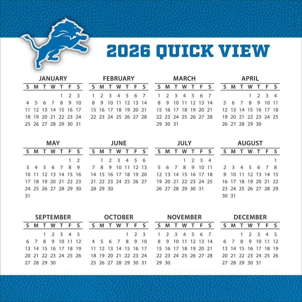 NFL Detroit Lions 2026 Desk Calendar Fourth Alternate Image