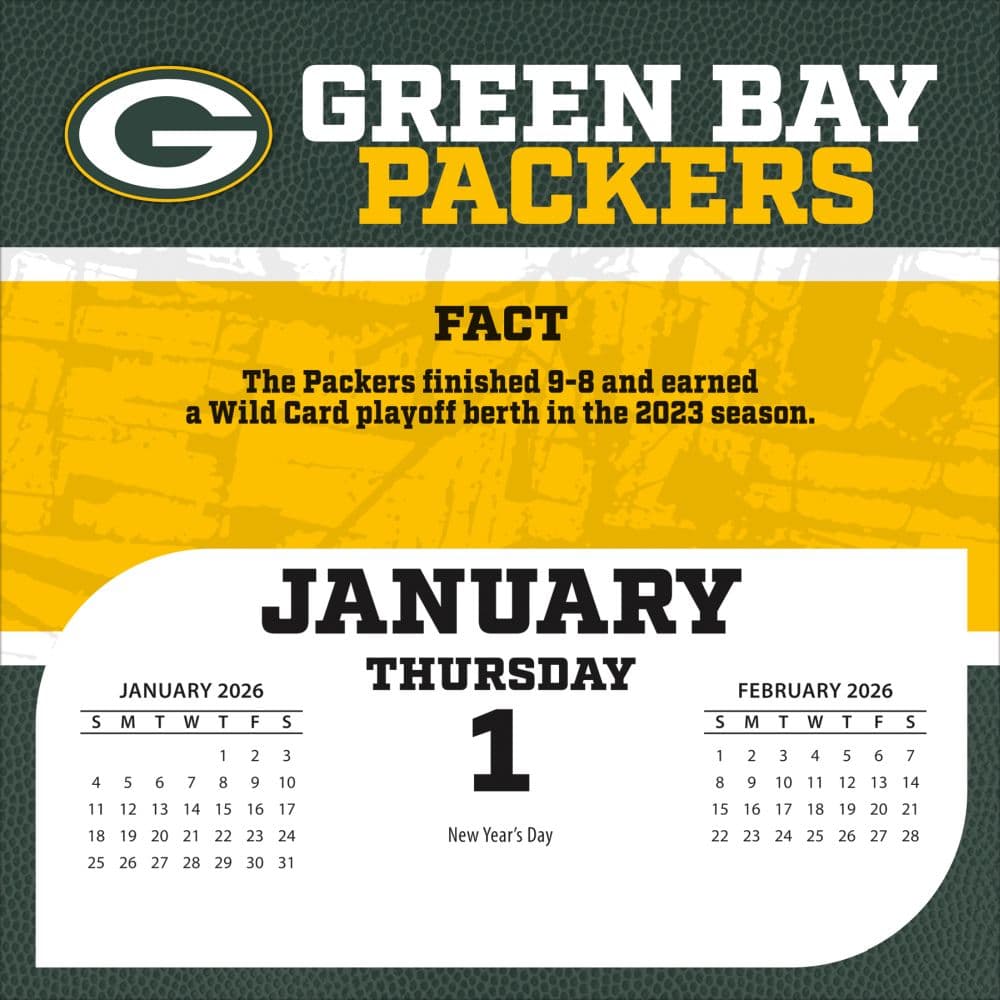 NFL Green Bay Packers 2026 Desk Calendar Second Alternate Image