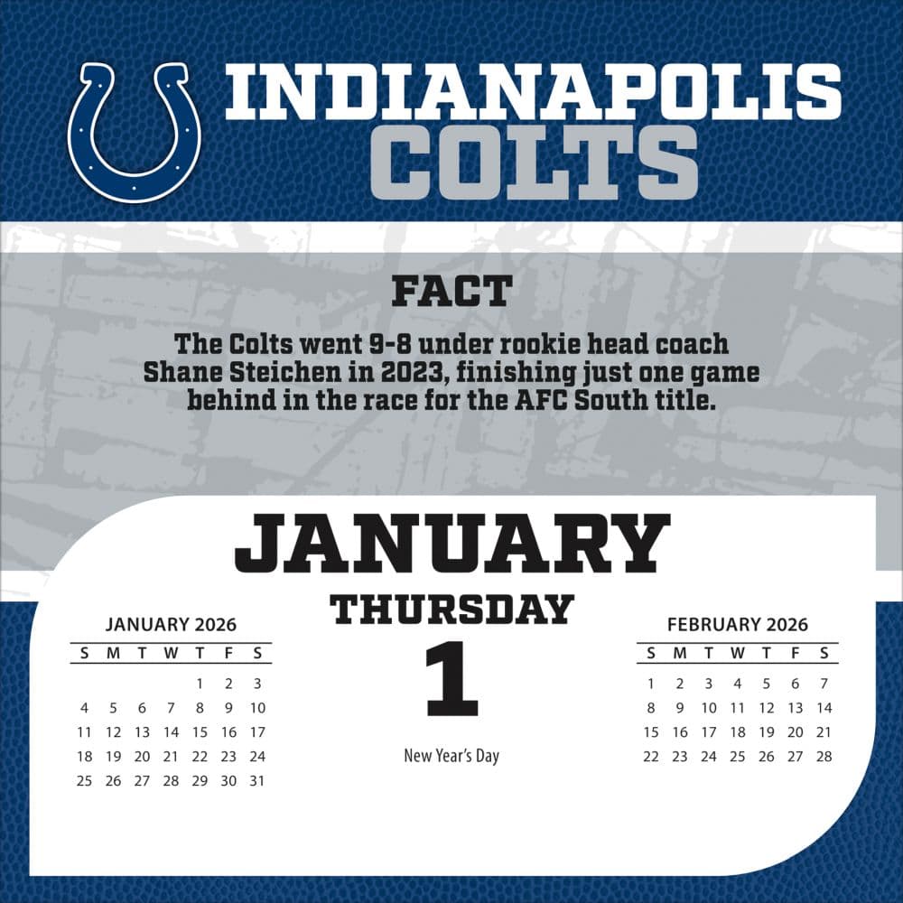 NFL Indianapolis Colts 2026 Desk Calendar Second Alternate Image