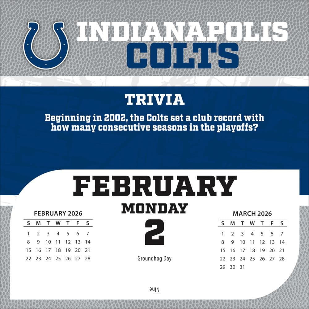 NFL Indianapolis Colts 2026 Desk Calendar Third Alternate Image