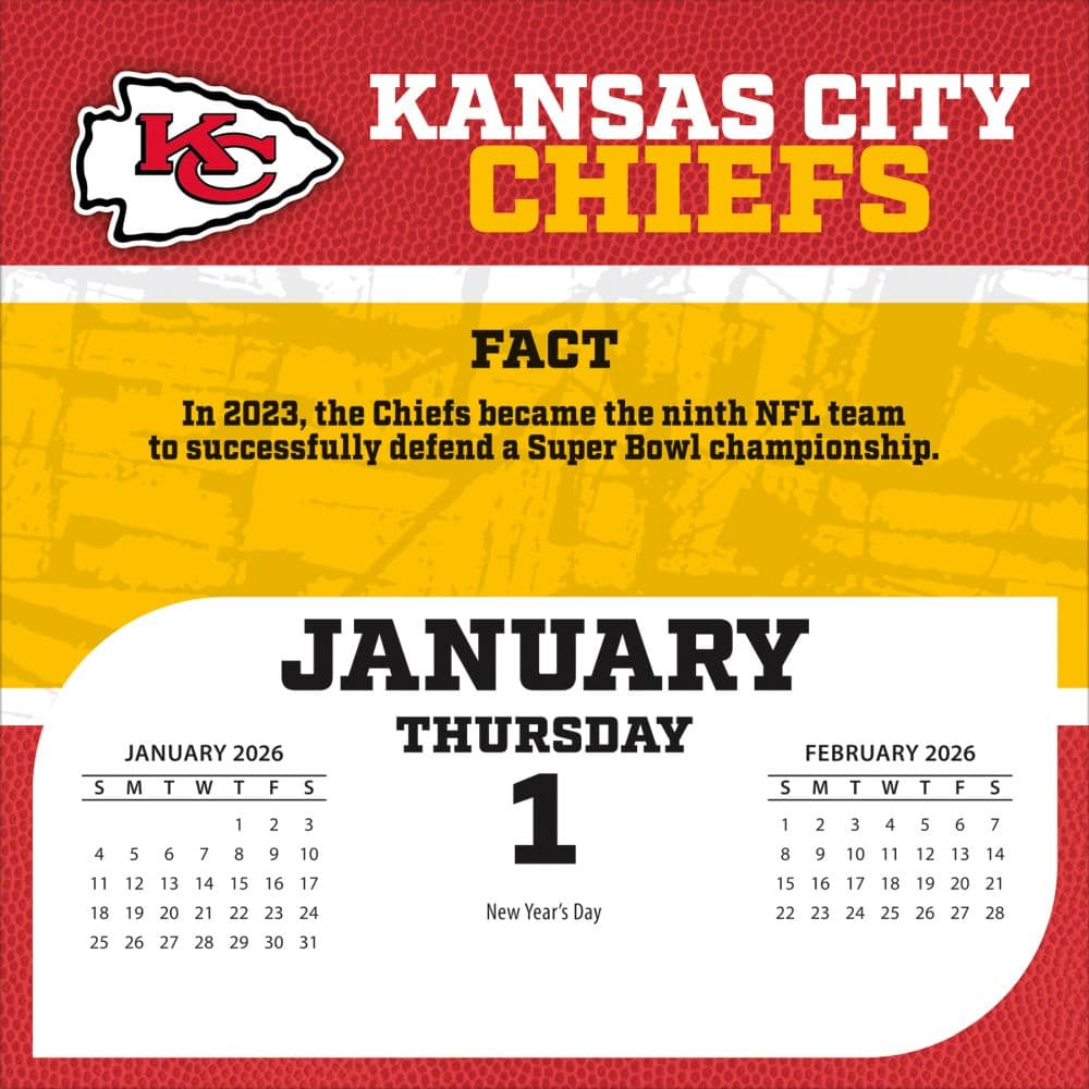 NFL Kansas City Chiefs 2026 Desk Calendar Second Alternate Image
