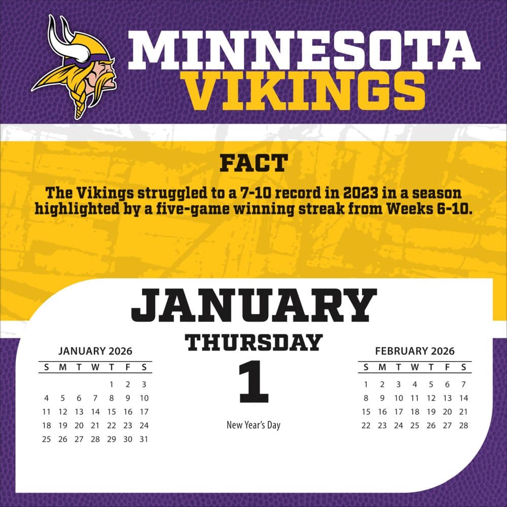 NFL Minnesota Vikings 2026 Desk Calendar Second Alternate Image
