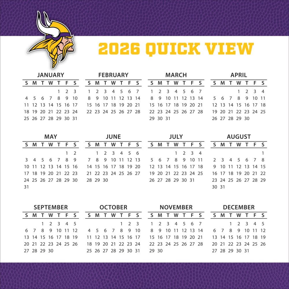 NFL Minnesota Vikings 2026 Desk Calendar Fourth Alternate Image