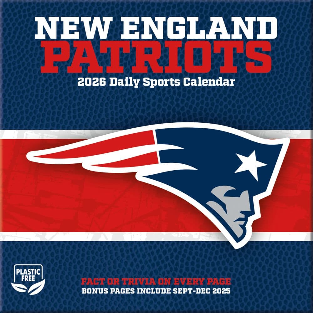 NFL New England Patriots 2026 Desk Calendar, 5.38'' X 5.38'', 12-Month Calendar with Adhesive Binding