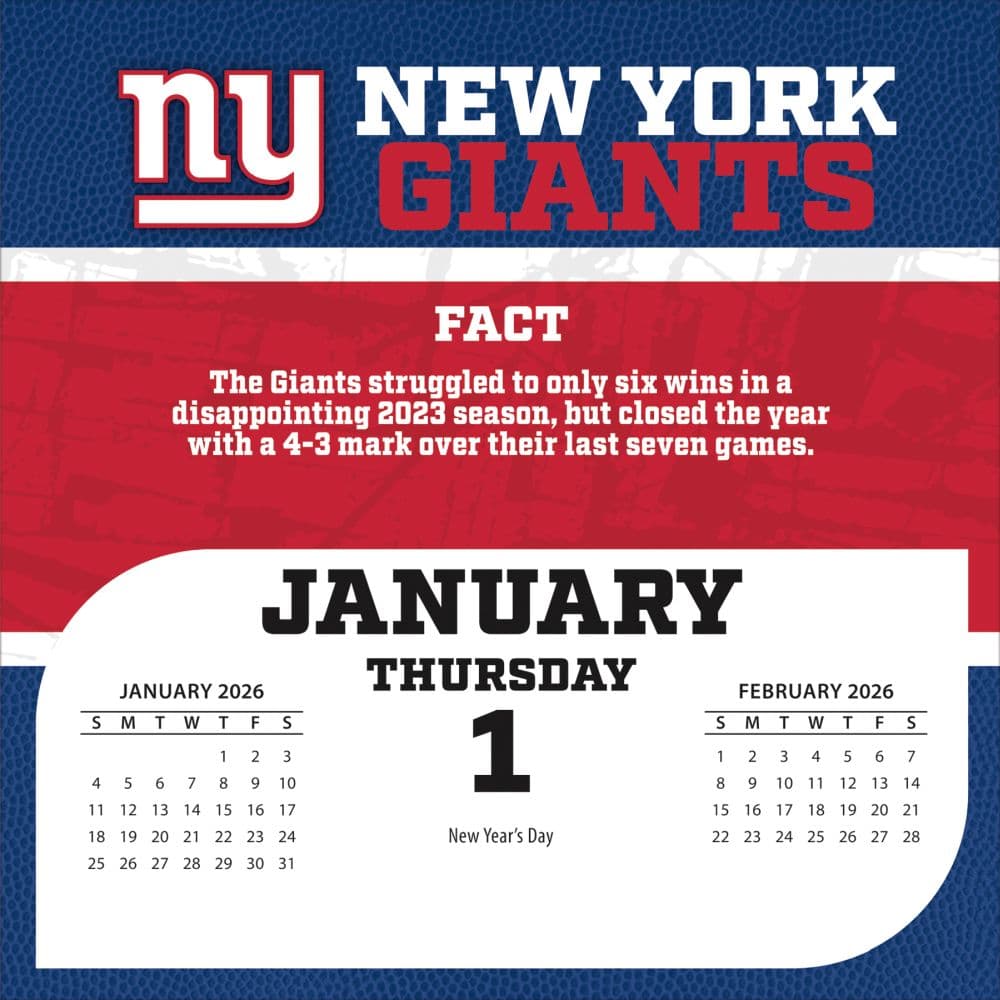 NFL New York Giants 2026 Desk Calendar Second Alternate Image