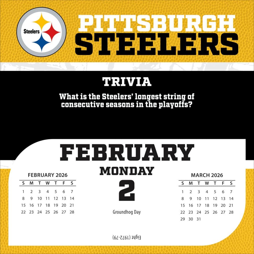 NFL Pittsburgh Steelers 2026 Desk Calendar Third Alternate Image