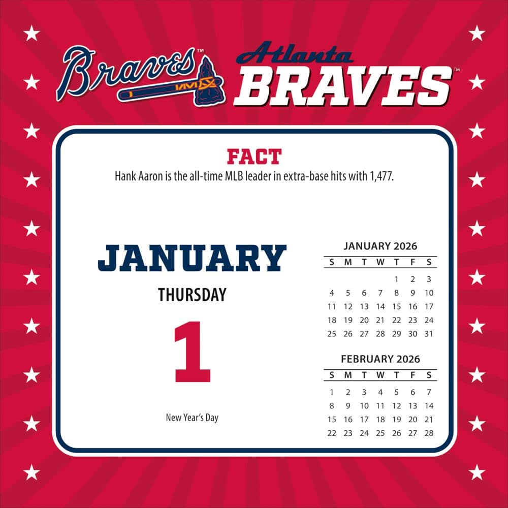 MLB Atlanta Braves 2026 Desk Calendar Second Alternate Image
