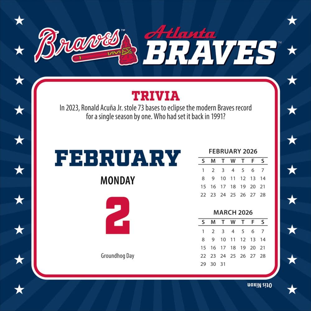 MLB Atlanta Braves 2026 Desk Calendar Third Alternate Image