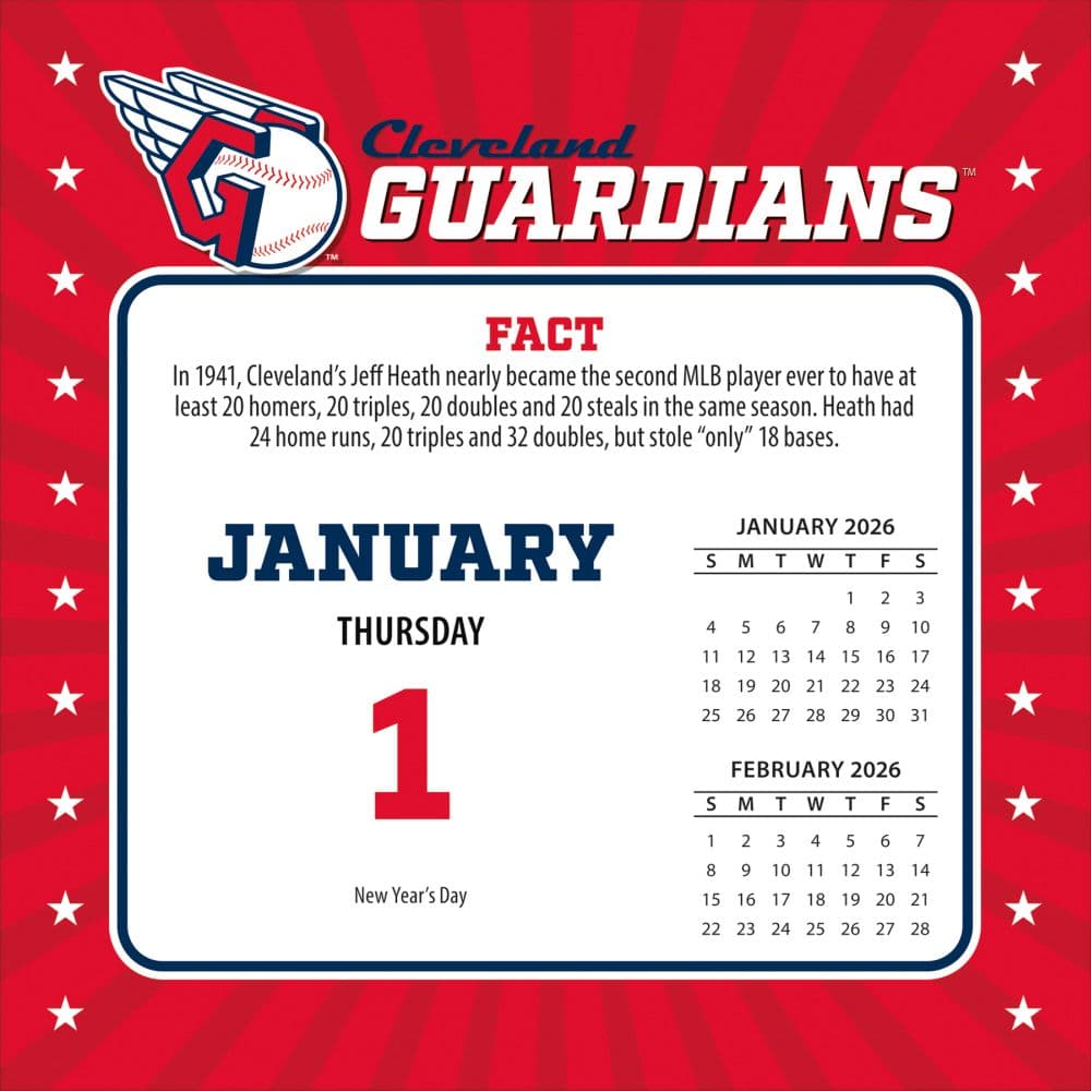 MLB Cleveland Guardians 2026 Desk Calendar Second Alternate Image