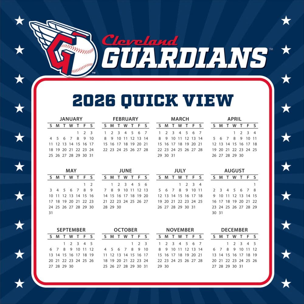 MLB Cleveland Guardians 2026 Desk Calendar Fourth Alternate Image