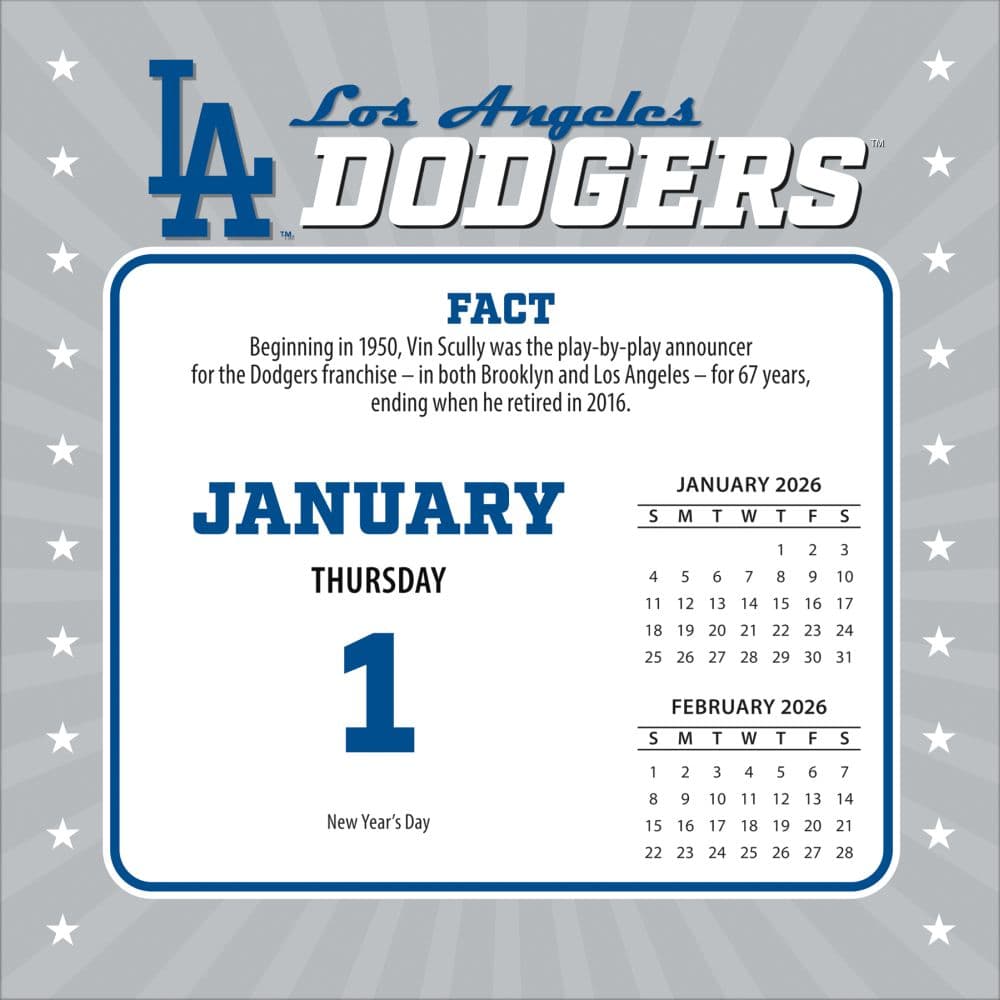 MLB Los Angeles Dodgers 2026 Desk Calendar Second Alternate Image