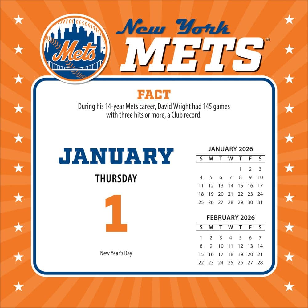 MLB New York Mets 2026 Desk Calendar Second Alternate Image
