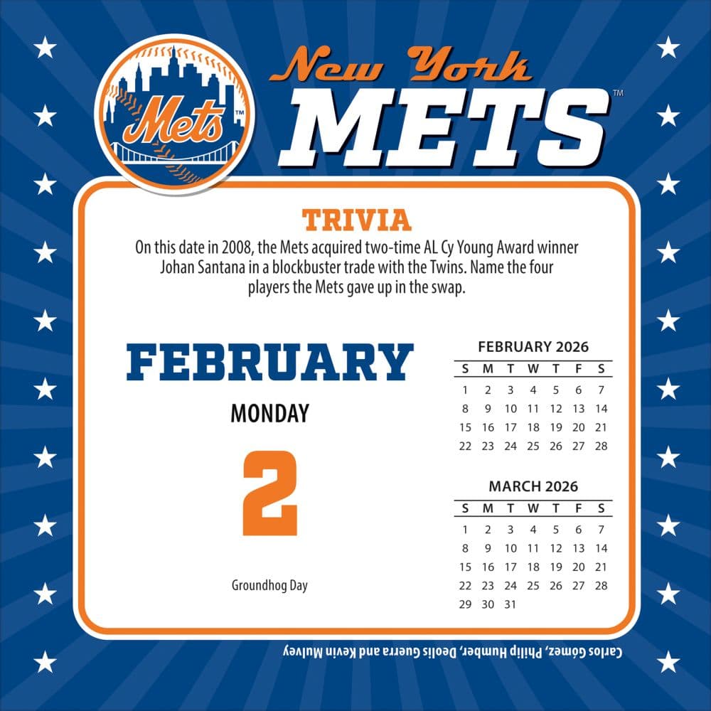 MLB New York Mets 2026 Desk Calendar Third Alternate Image