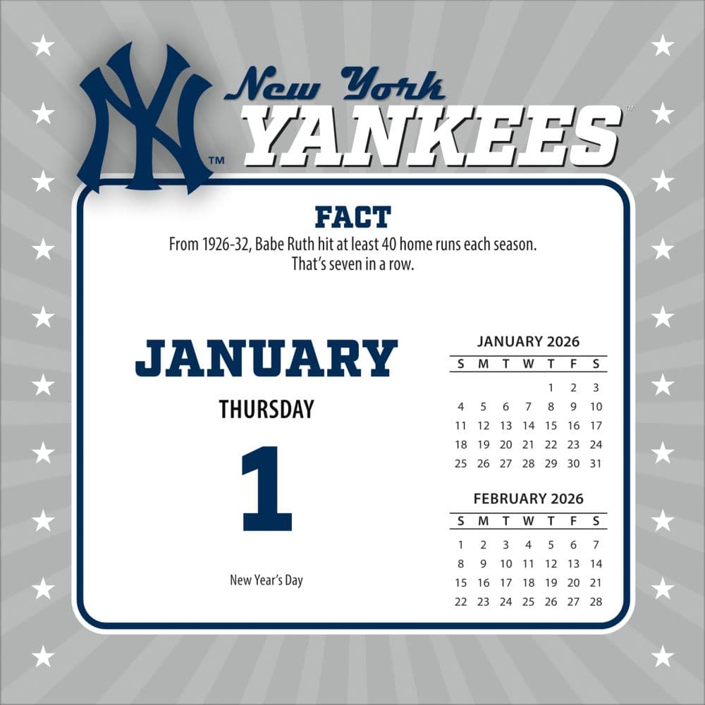 MLB New York Yankees 2026 Desk Calendar Second Alternate Image