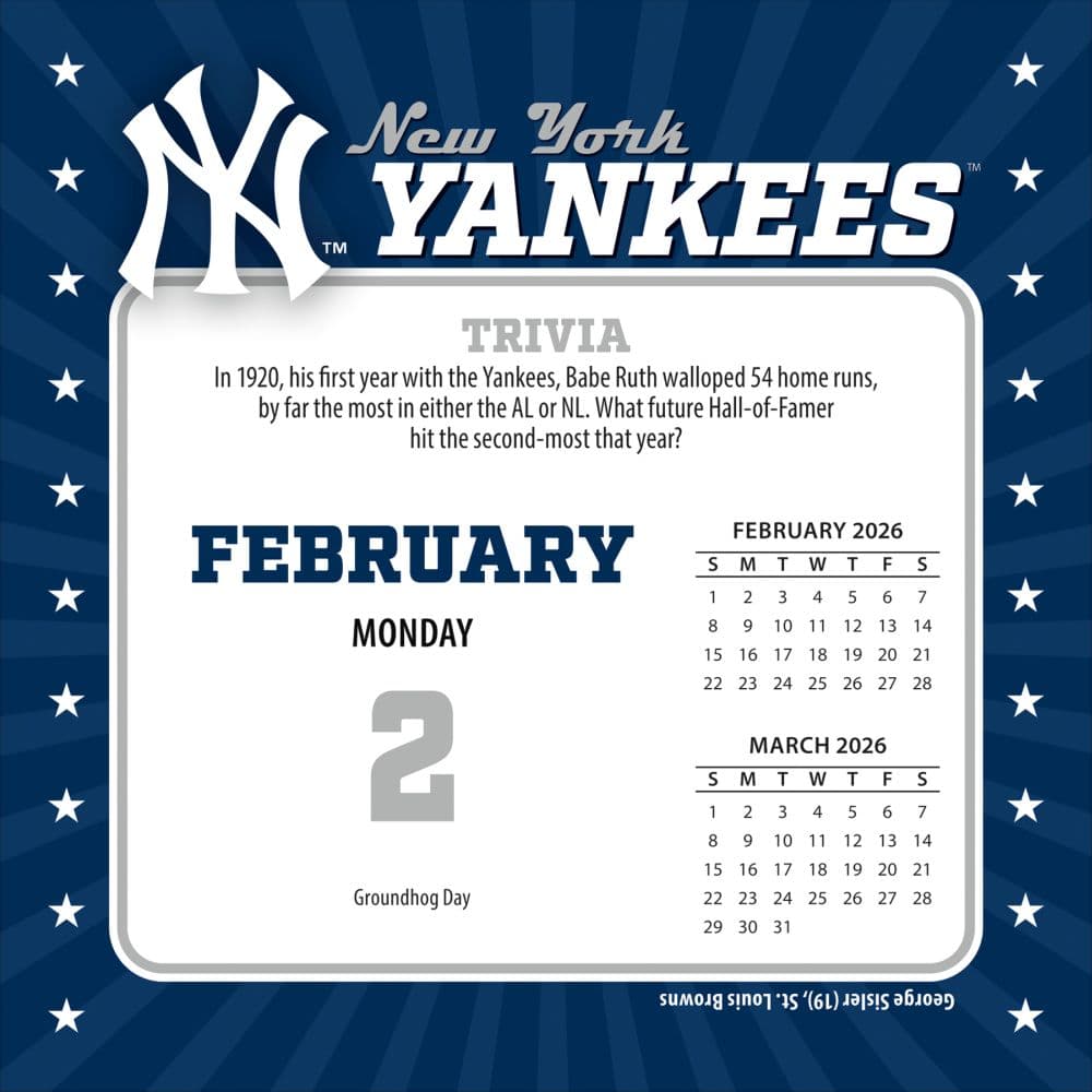 MLB New York Yankees 2026 Desk Calendar Third Alternate Image