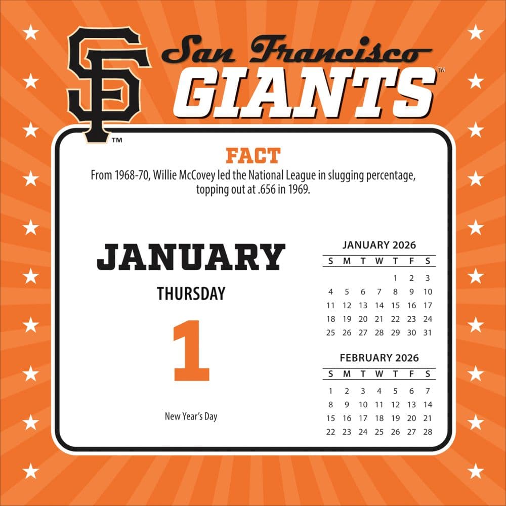 MLB San Francisco Giants 2026 Desk Calendar Second Alternate Image