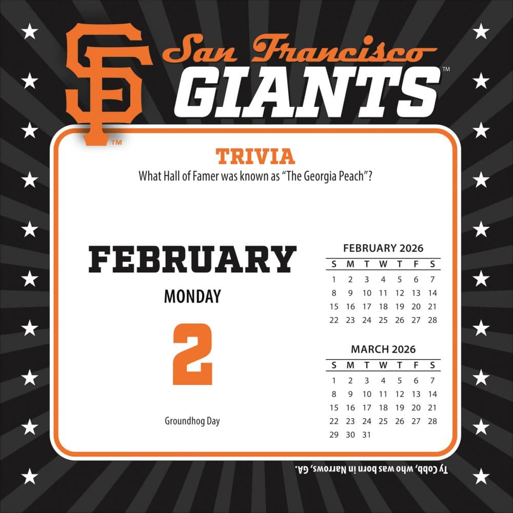 MLB San Francisco Giants 2026 Desk Calendar Third Alternate Image