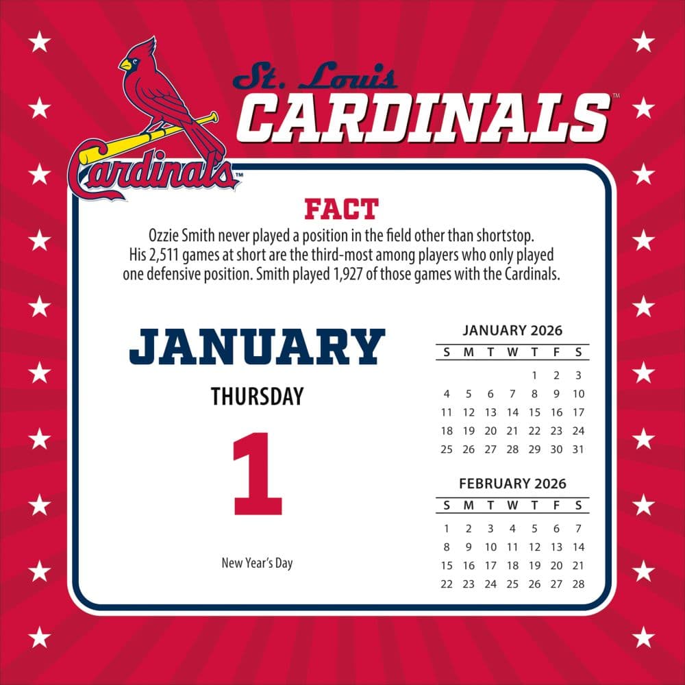 MLB St Louis Cardinals 2026 Desk Calendar Second Alternate Image