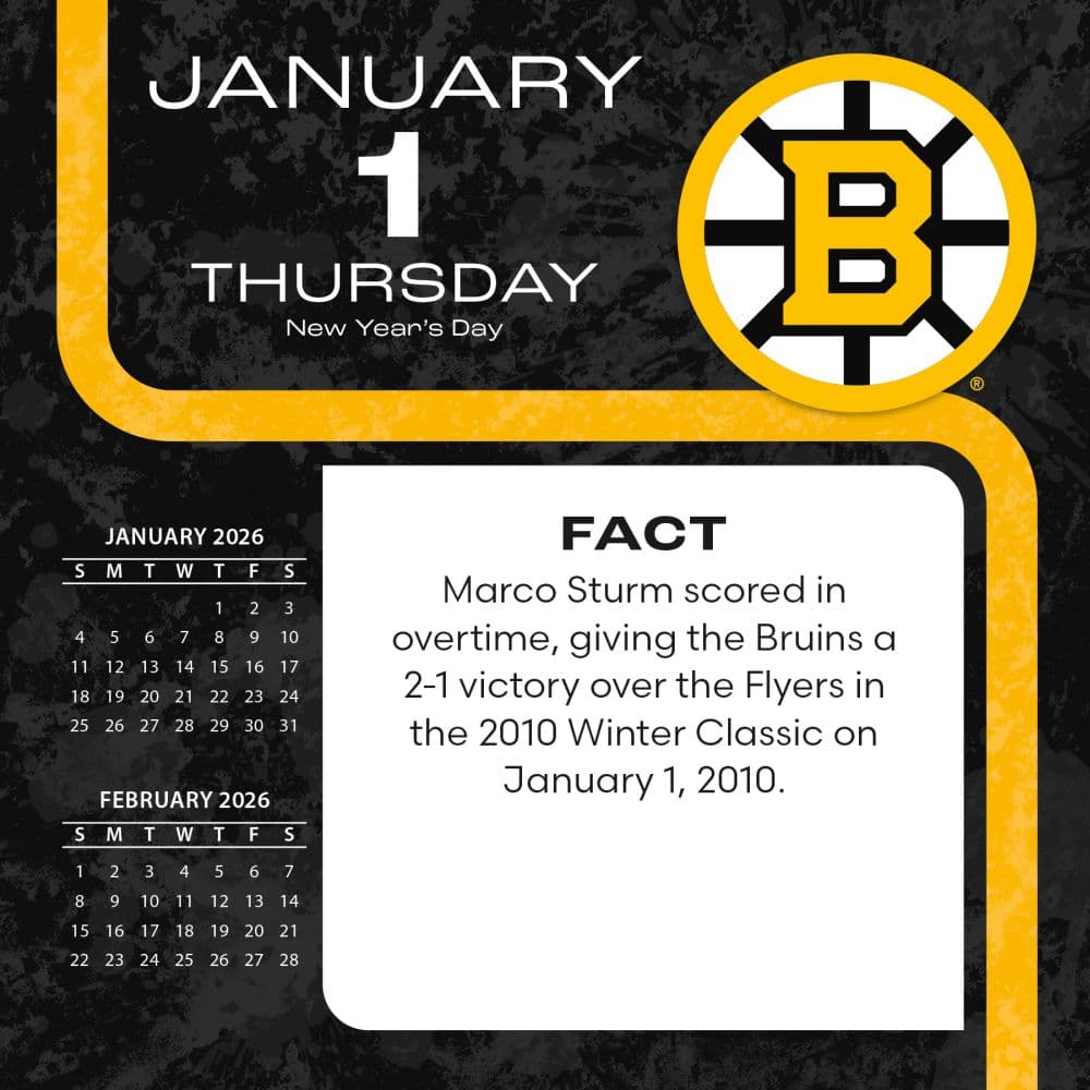 NHL Boston Bruins 2026 Desk Calendar Second Alternate Image