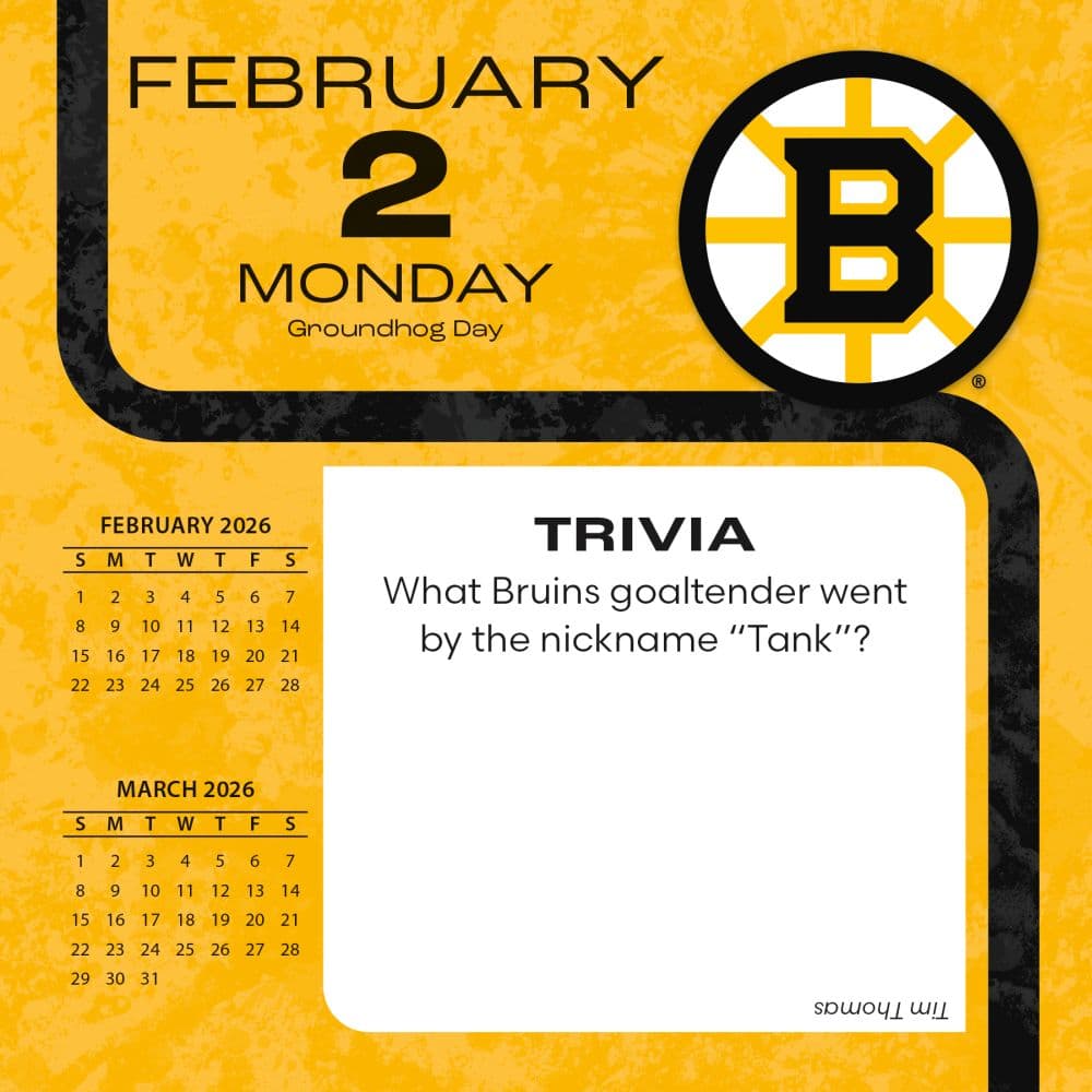 NHL Boston Bruins 2026 Desk Calendar Third Alternate Image