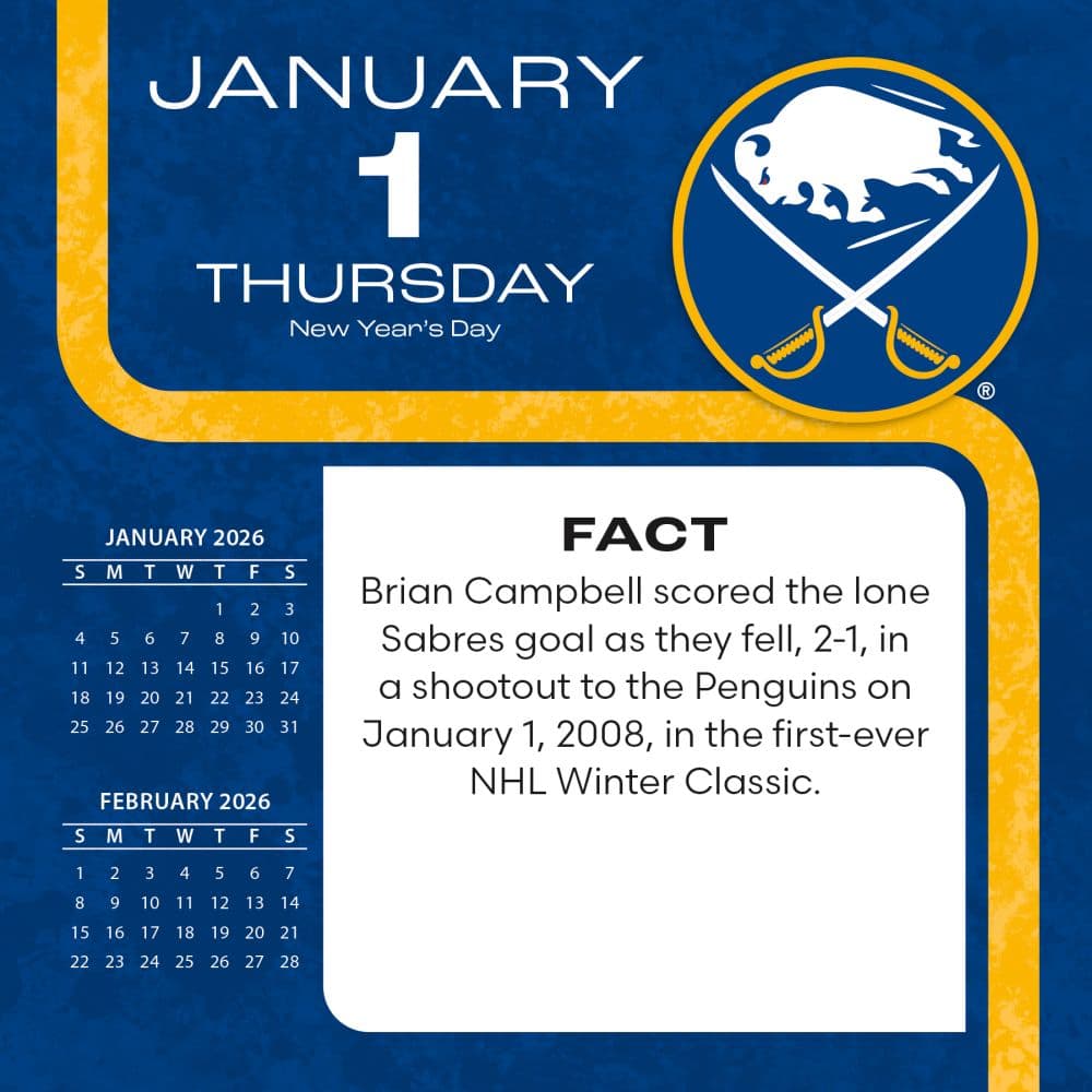 NHL Buffalo Sabres 2026 Desk Calendar Second Alternate Image
