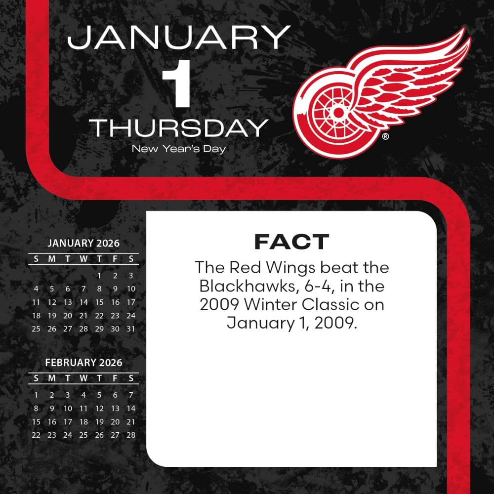 NHL Detroit Red Wings 2026 Desk Calendar Second Alternate Image