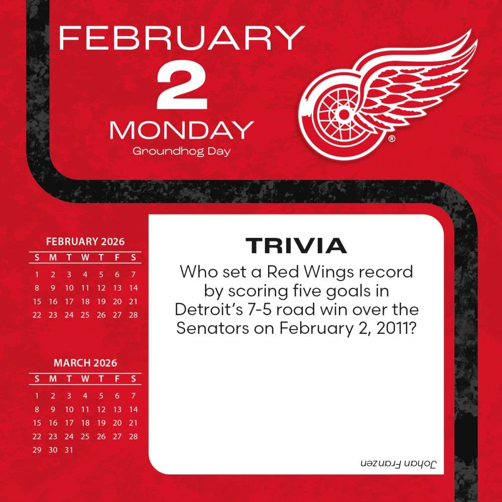 NHL Detroit Red Wings 2026 Desk Calendar Third Alternate Image
