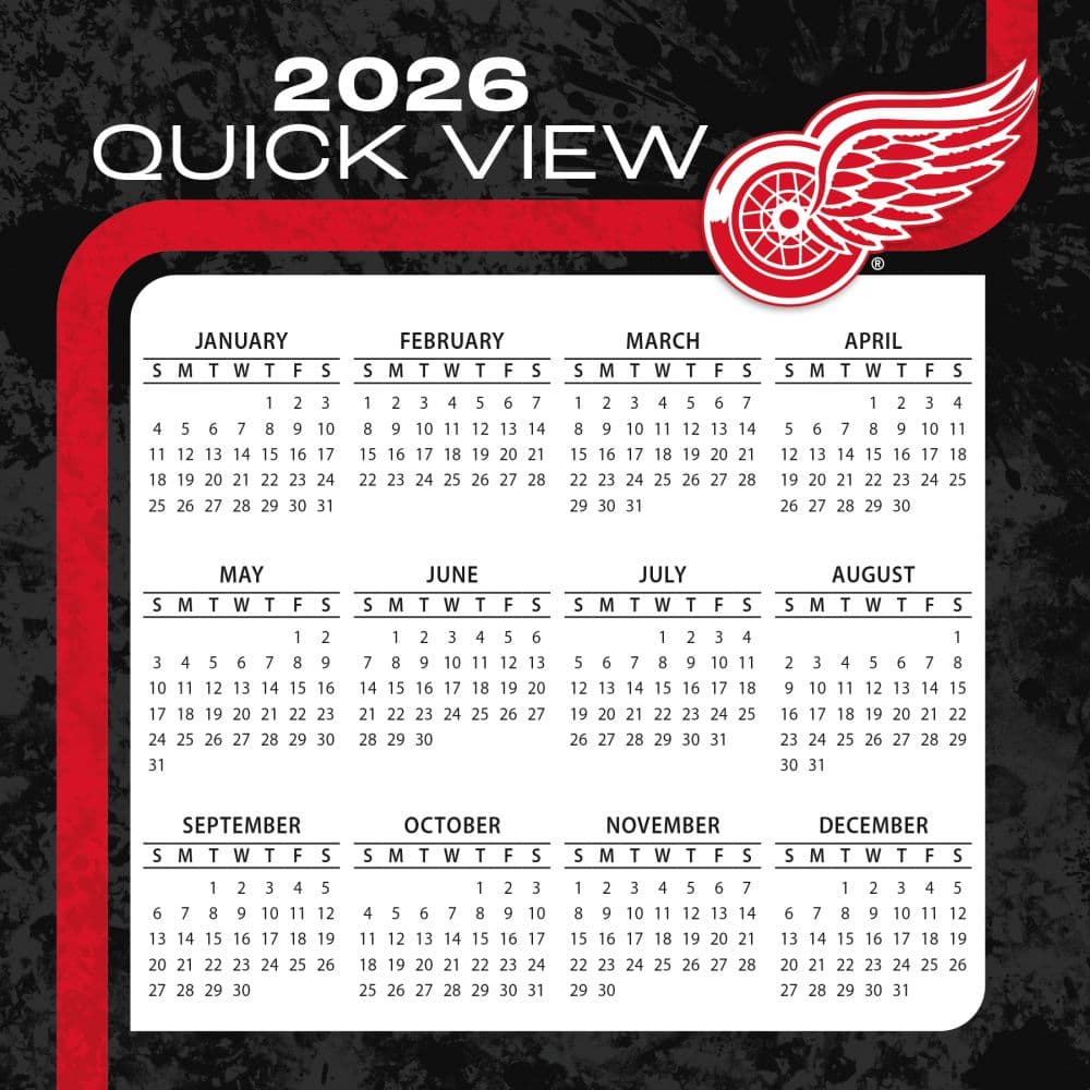 NHL Detroit Red Wings 2026 Desk Calendar Fourth Alternate Image