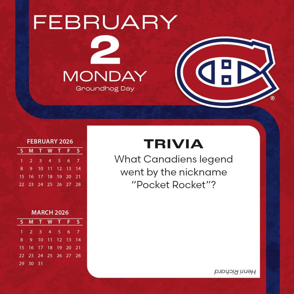 NHL Montreal Canadiens 2026 Desk Calendar Third Alternate Image