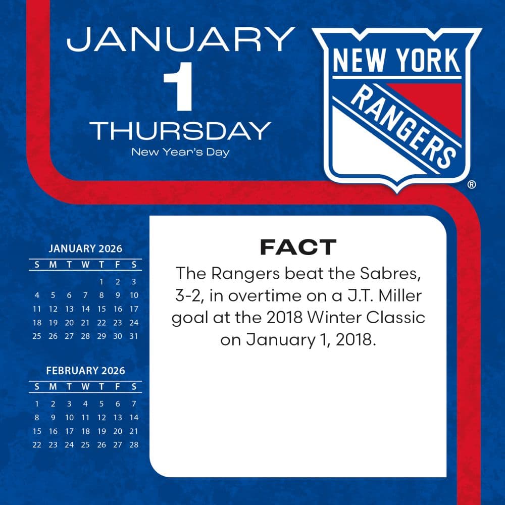 NHL New York Rangers 2026 Desk Calendar Second Alternate Image